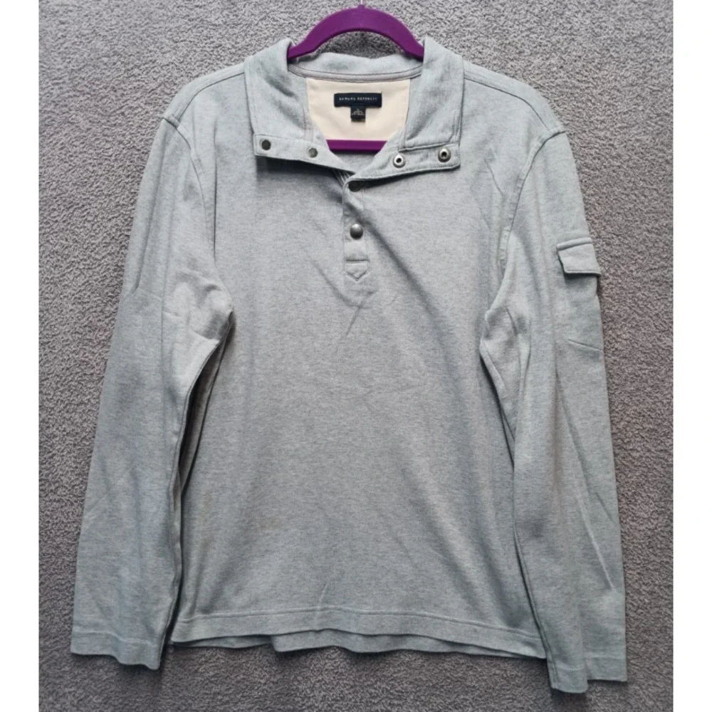 Banana Republic Men's‎ Gray Snap Collar Pullover Shirt Size Preppy Golf Coastal